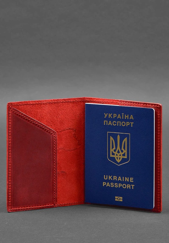 Шкіряна обкладинка для паспорта з мапою України корал Crazy Horse