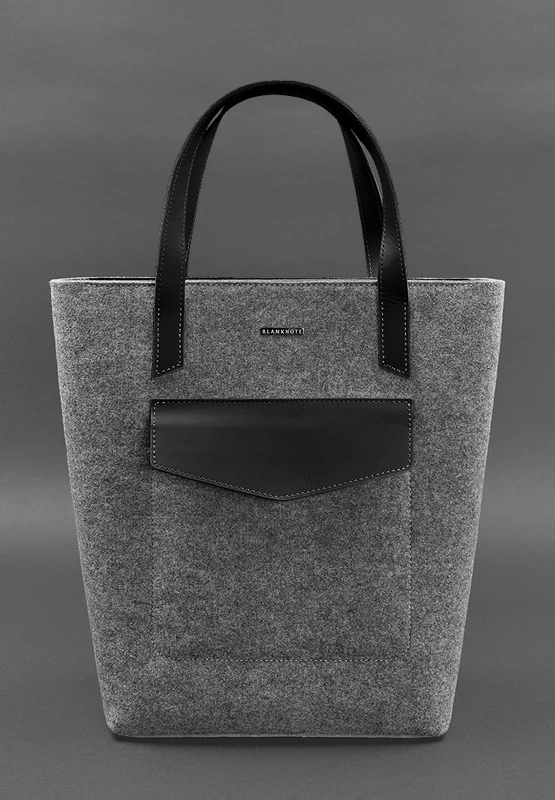 Фетрова жіноча сумка Шоппер D.D. з шкіряними чорними вставками