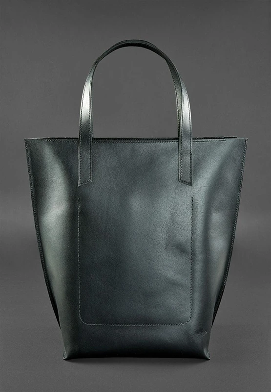 Шкіряна жіноча сумка шоппер D.D. чорна