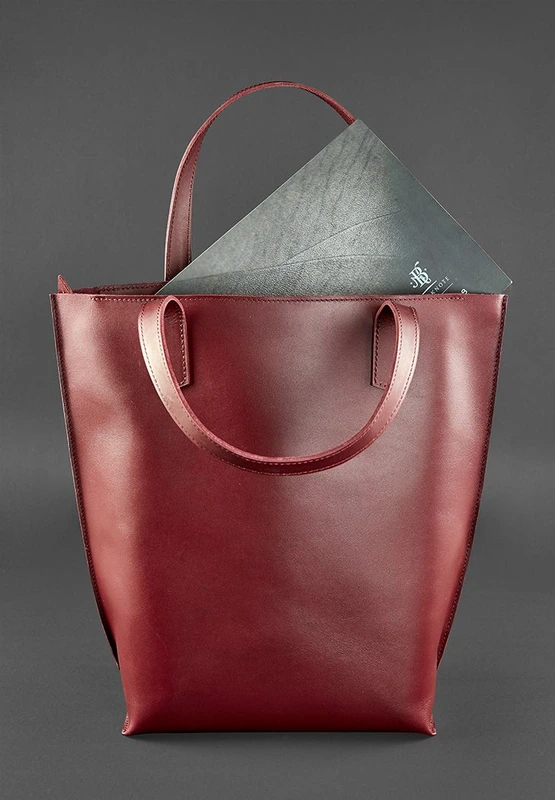 Шкіряна жіноча сумка шоппер D.D. бордова