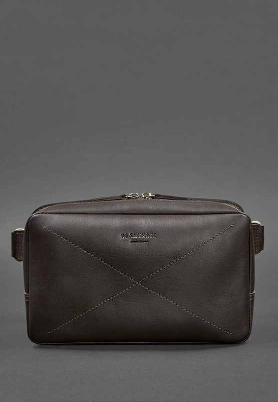 Шкіряна поясна сумка Dropbag Maxi темно-коричнева