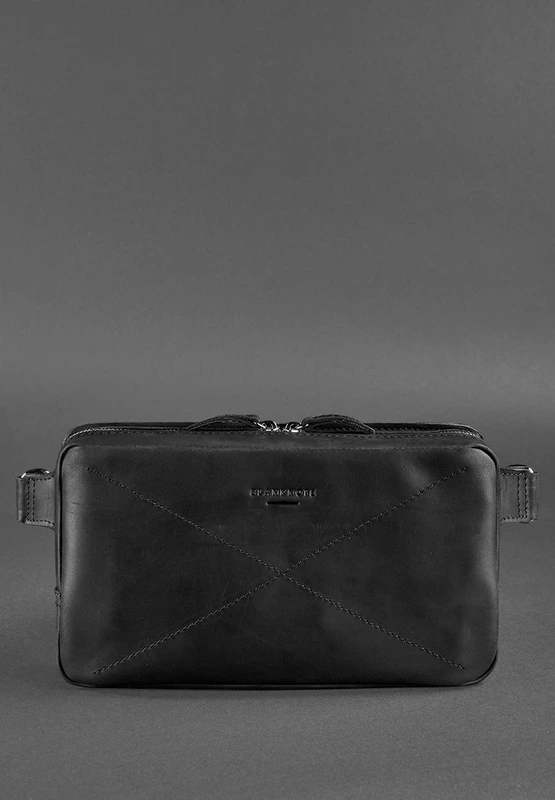 Шкіряна поясна сумка Dropbag Maxi чорна Crazy Horse