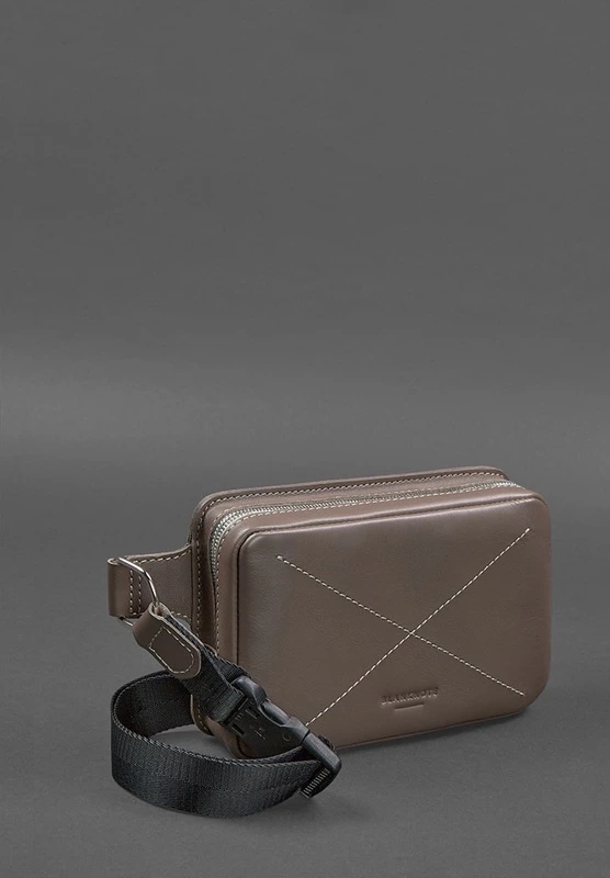 Шкіряна поясна сумка Dropbag Mini темно-бежева