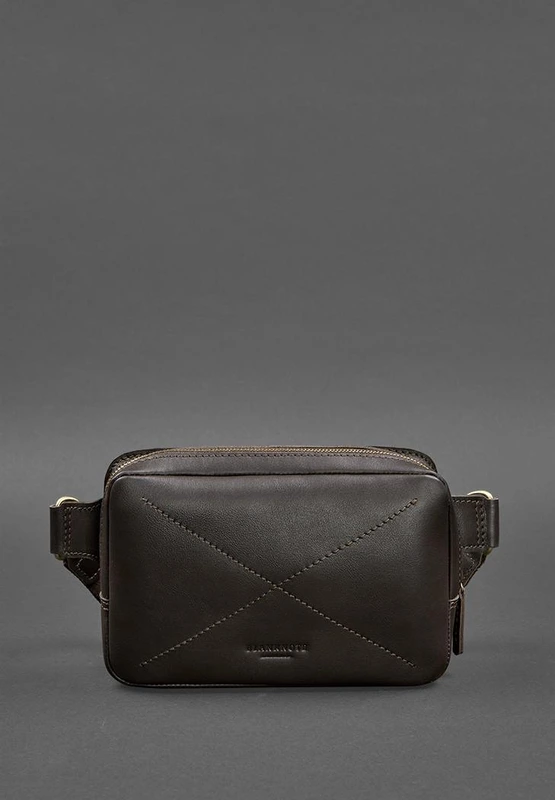 Шкіряна поясна сумка Dropbag Mini темно-коричнева