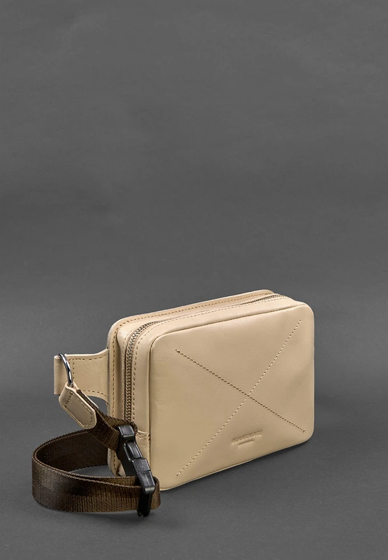 Шкіряна жіноча поясна сумка Dropbag Mini світло-бежева