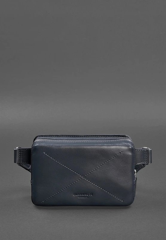 Шкіряна поясна сумка Dropbag Mini темно-синя