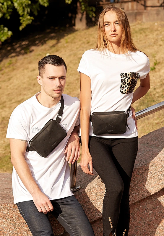 Шкіряна поясна сумка Dropbag Mini чорна Crazy Horse