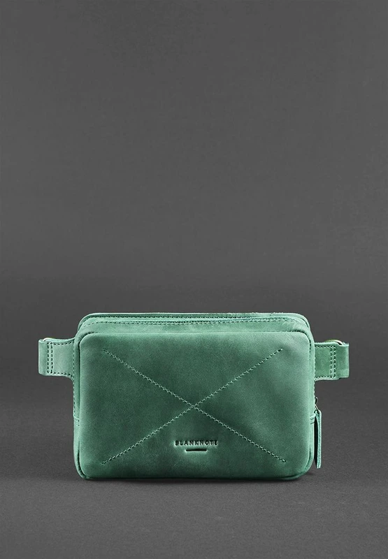 Шкіряна поясна сумка Dropbag Mini зелена Crazy Horse