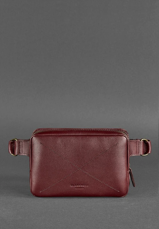 Шкіряна поясна сумка Dropbag Mini Krast бордова