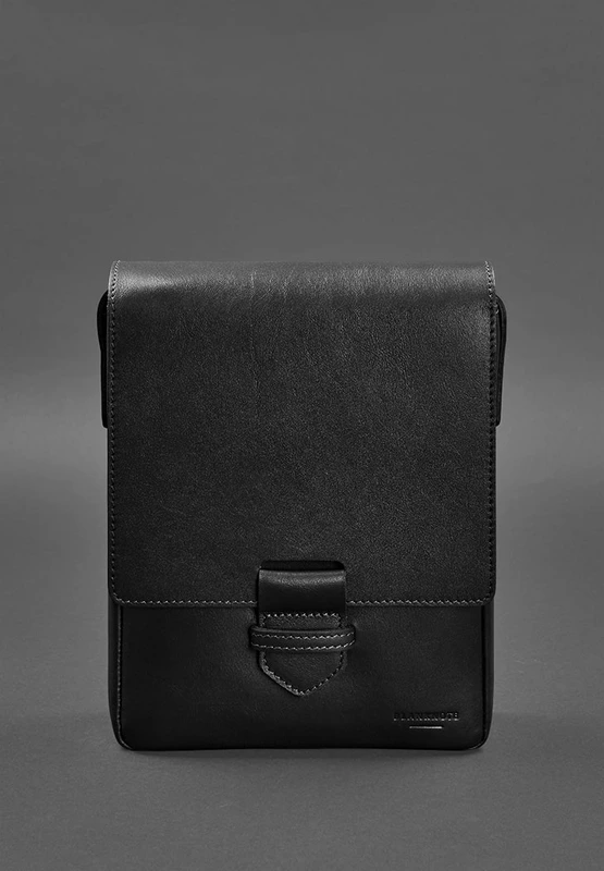 Чоловіча шкіряна сумка-месенджер Esquire чорна
