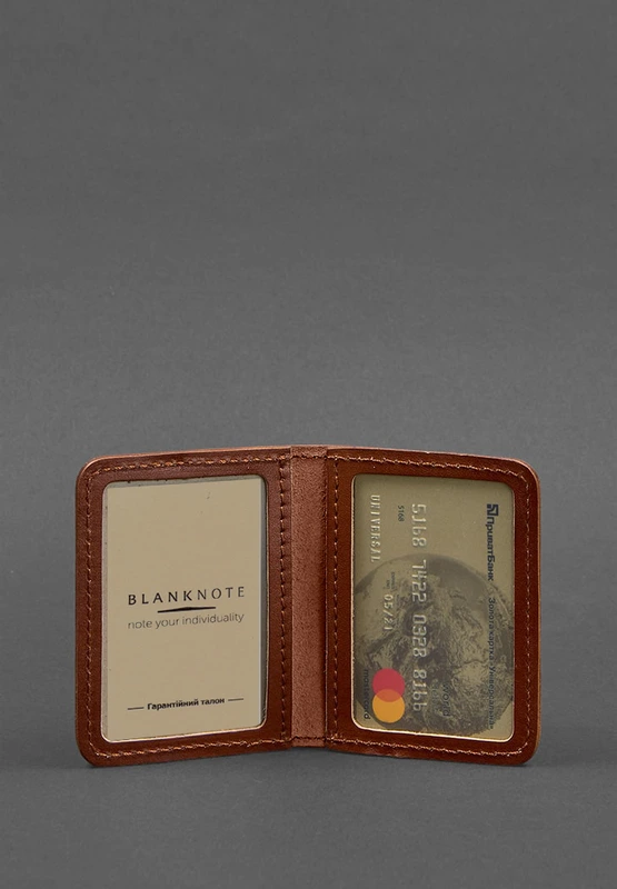 Шкіряна обкладинка для ID-паспорта і водійського повсідчення 4.0 світло-коричнева