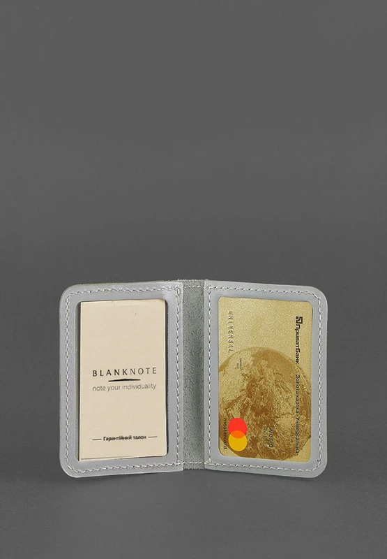 Шкіряна обкладинка для ID-паспорта і водійського повсідчення 4.0 Сіра