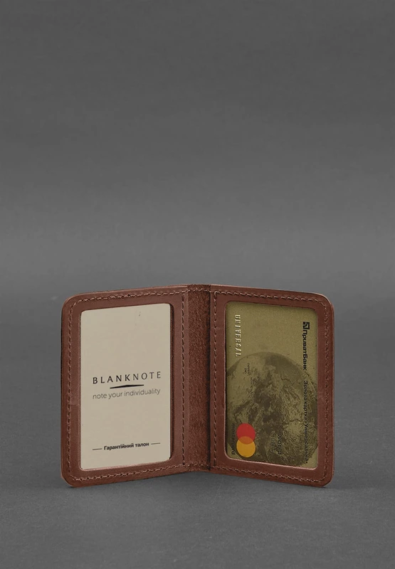 Шкіряна обкладинка для ID-паспорта і водійського повсідчення 4.0 Карбон світло-коричнева Crazy Horse