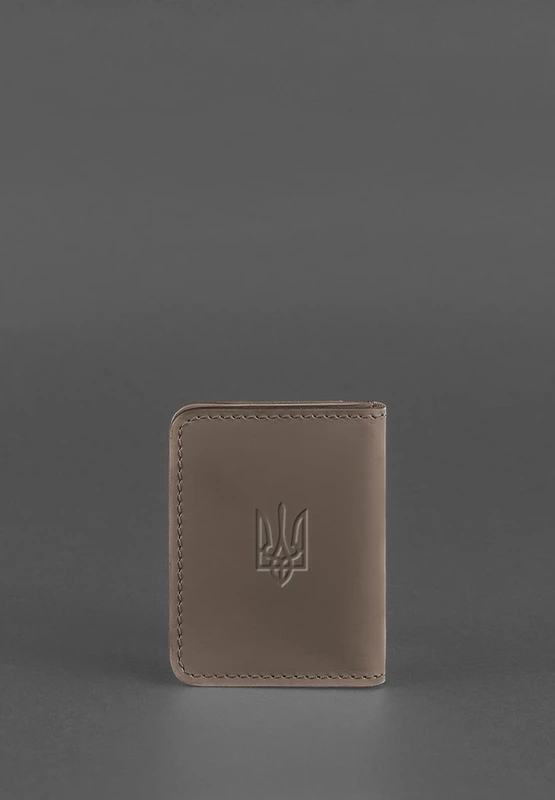 Шкіряна обкладинка для ID-паспорта і водійського повсідчення 4.1 темно-бежева з гербом
