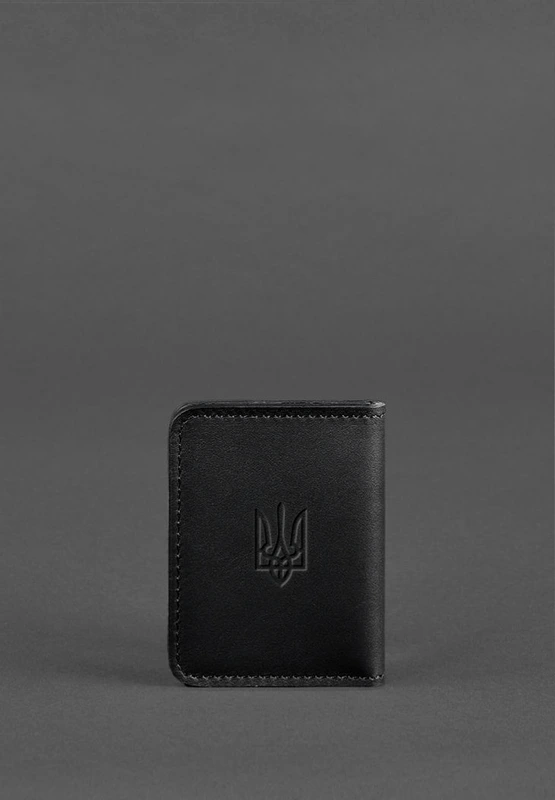 Шкіряна обкладинка для ID-паспорта і водійського повсідчення 4.1 чорна з гербом