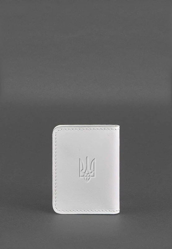 Шкіряна обкладинка для ID-паспорта і водійського повсідчення 4.1 Біла з гербом