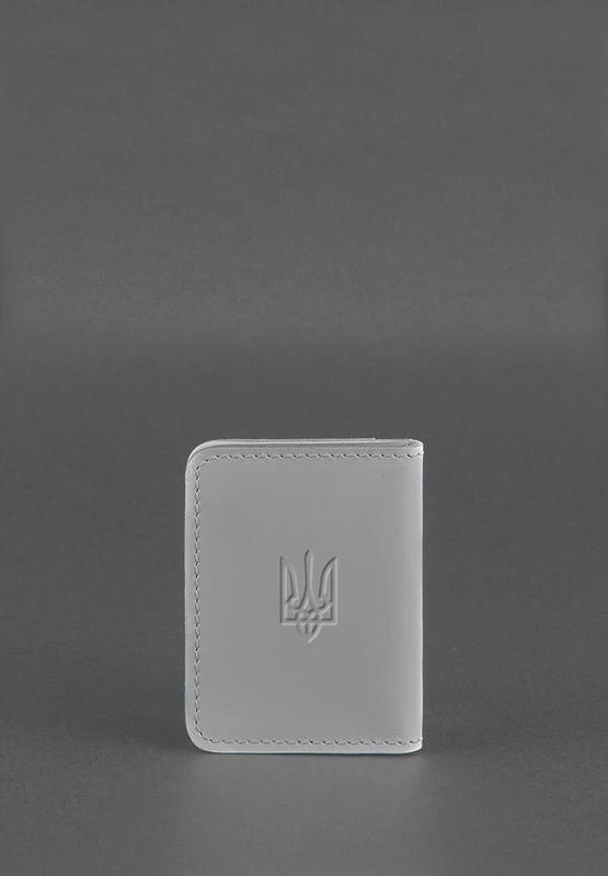 Шкіряна обкладинка для ID-паспорта і водійського повсідчення 4.1 Сіра з гербом