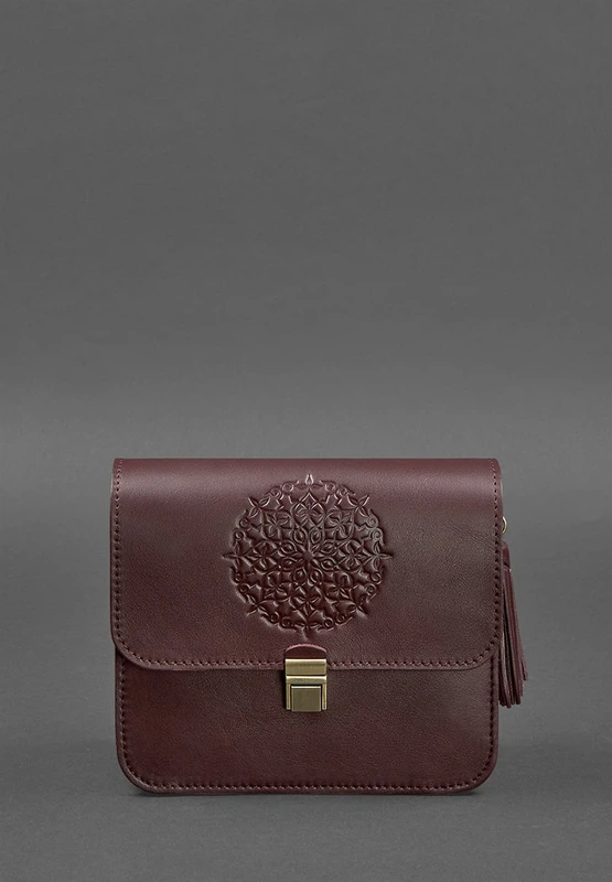 Шкіряна жіноча бохо-сумка Лілу бордова Krast