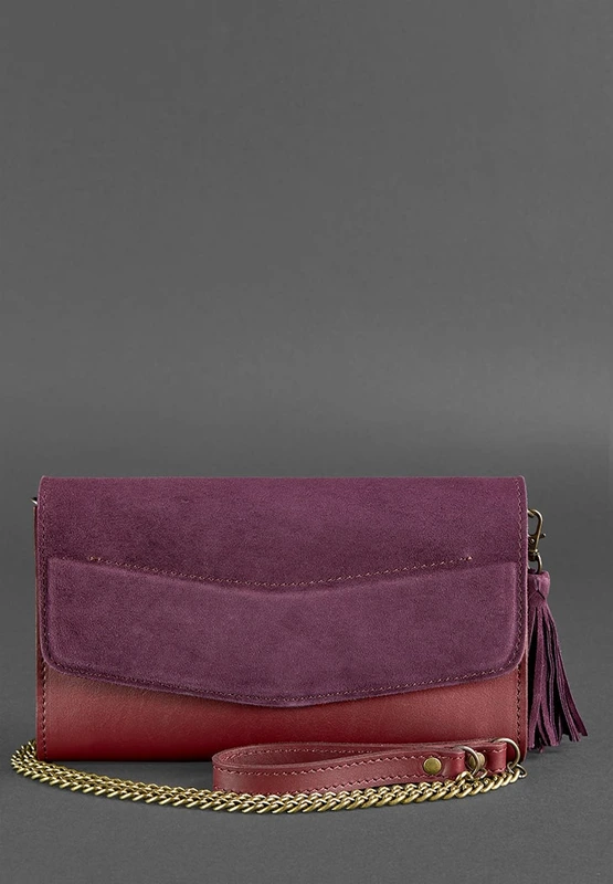 Жіноча шкіряна сумка Еліс бордова Велюр Krast