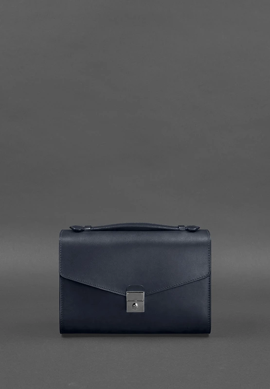 Жіноча шкіряна сумка-кроссбоді Lola темно-синя