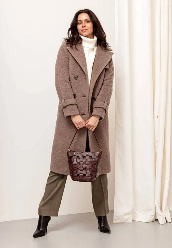 Шкіряна плетена жіноча сумка Пазл M бордова Krast