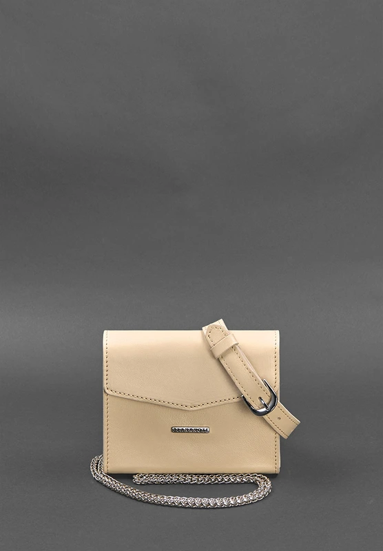 Набір жіночих шкіряних сумок Mini поясна/кроссбоді світло-бежевий