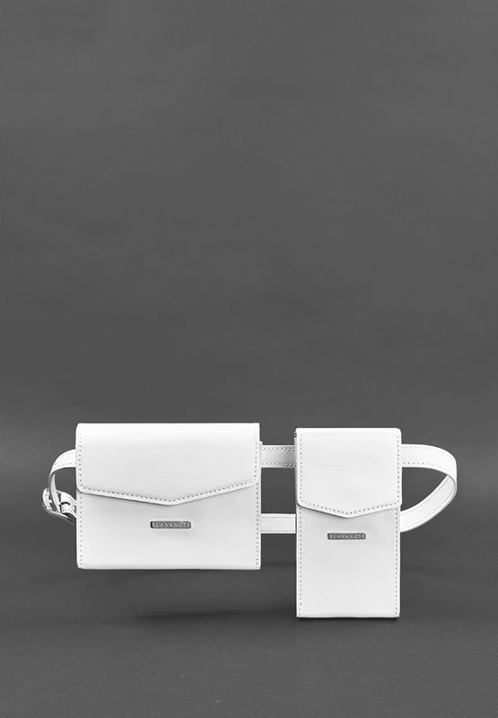 Набір жіночих білих шкіряних сумок Mini поясна / кроссбоді