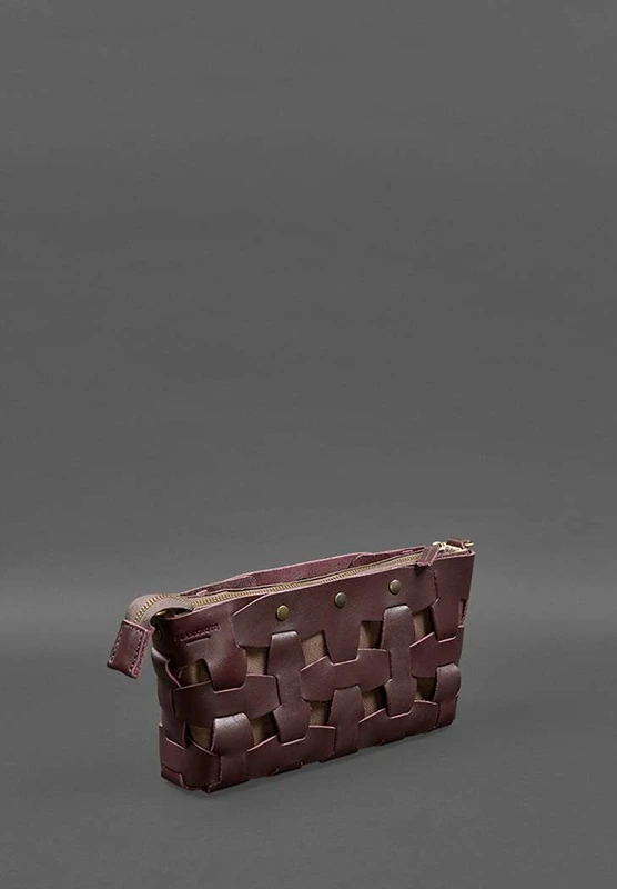 Шкіряна жіноча сумка Пазл S бордова Krast