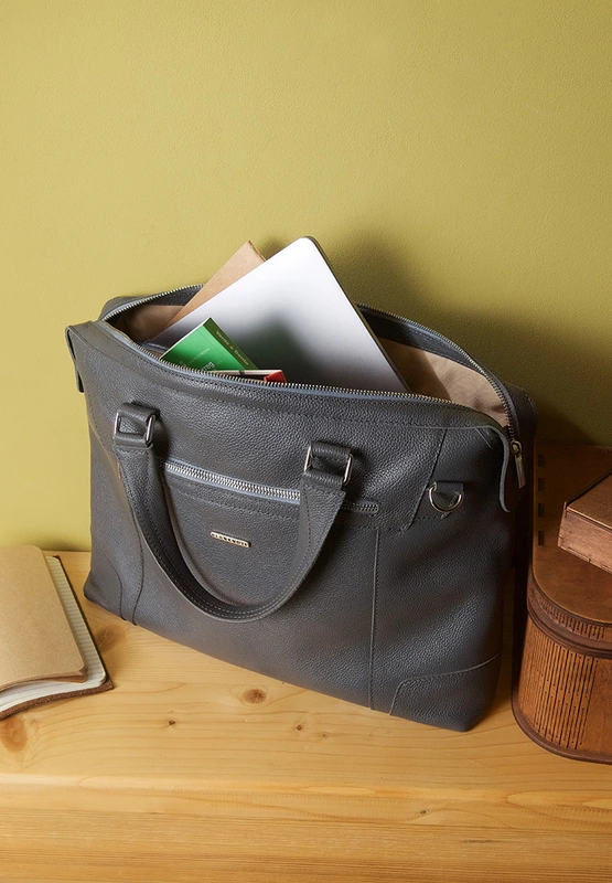 Шкіряна сумка для ноутбука та документів Franko темно-сірий флотар