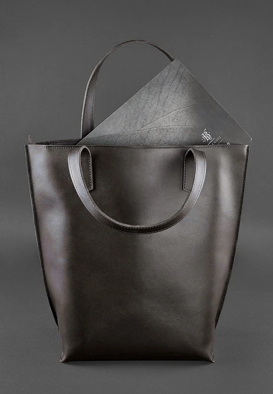 Шкіряна жіноча сумка шоппер D.D. Темно-коричнева