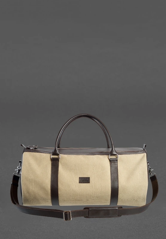 Сумка Harper MAXI з канвасу з темно-коричневими шкіряними вставками