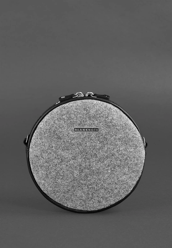 Кругла фетрова жіноча сумка Tablet з шкіряними чорними вставками