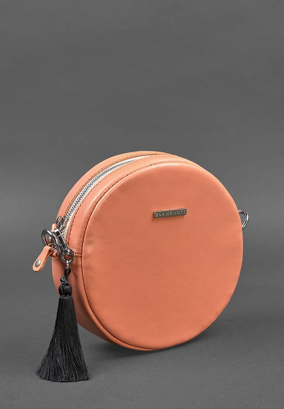 Кругла жіноча шкіряна сумочка Tablet коралова