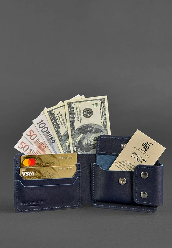 Чоловіче шкіряне портмоне Zeus 9.0 темно-синє