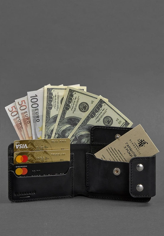 Чоловіче шкіряне портмоне Zeus 9.0 чорне Crazy Horse