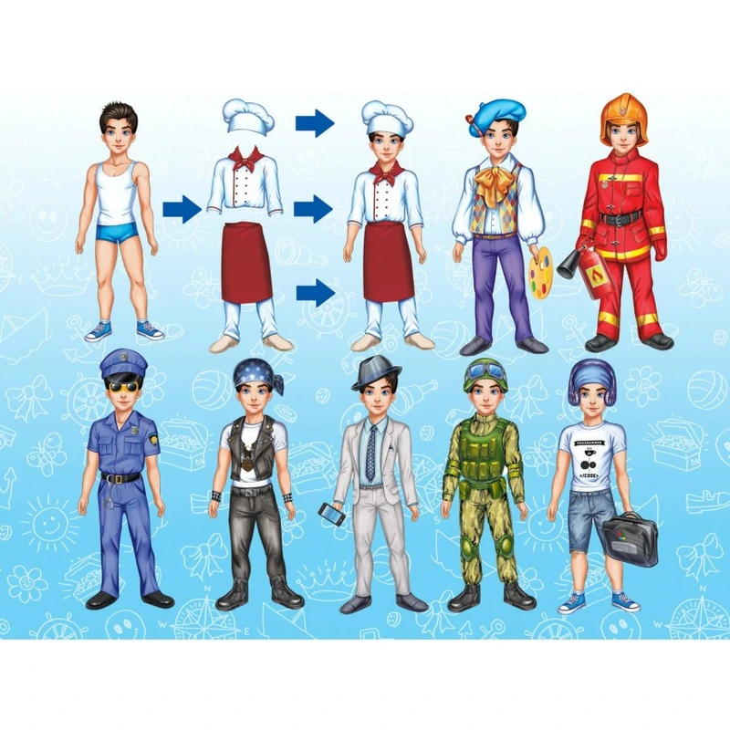 Дитяча гра на магнітах Вибери професію. Тарас 800200, 8 комплектів одягу