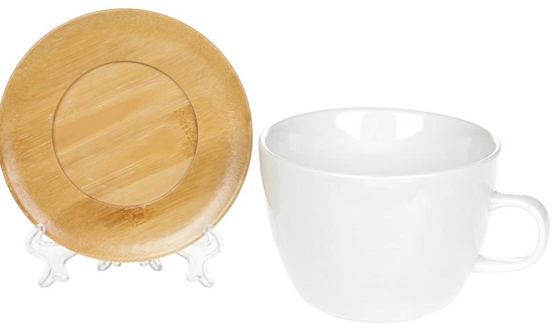 Чайна пара Nouvelle Home Глянець кружка 450мл з бамбуковим блюдцем