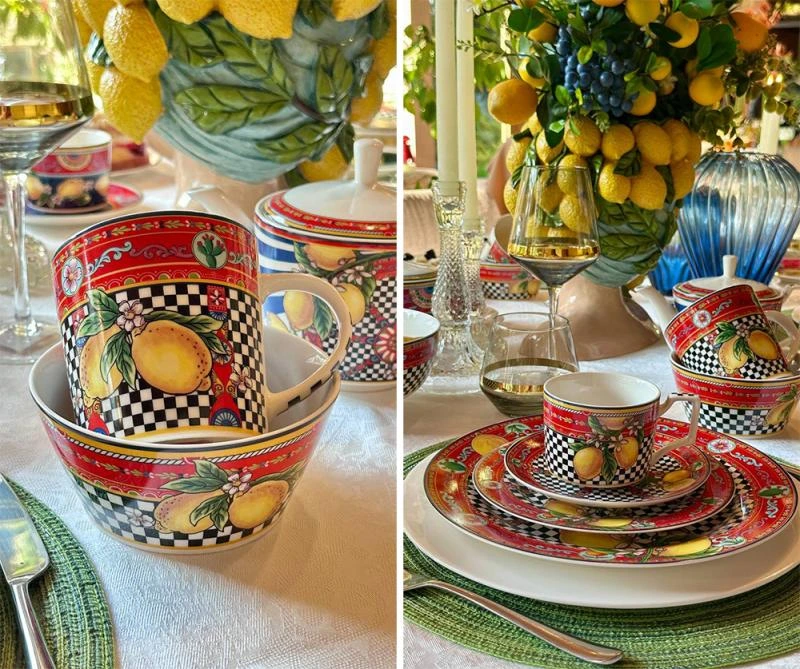 Чашка з блюдцем порцелянові Sicilia "Limoni" (Лимони) 220мл, у подарунковій коробці