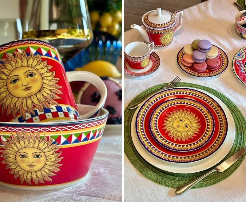 Чашка з блюдцем порцелянові Sicilia "Sole" (Сонце) 220мл, у подарунковій коробці