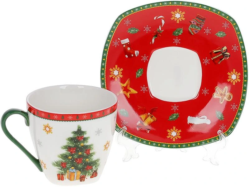 Чашка з блюдцем "З Різдвом" 220мл, порцелянова