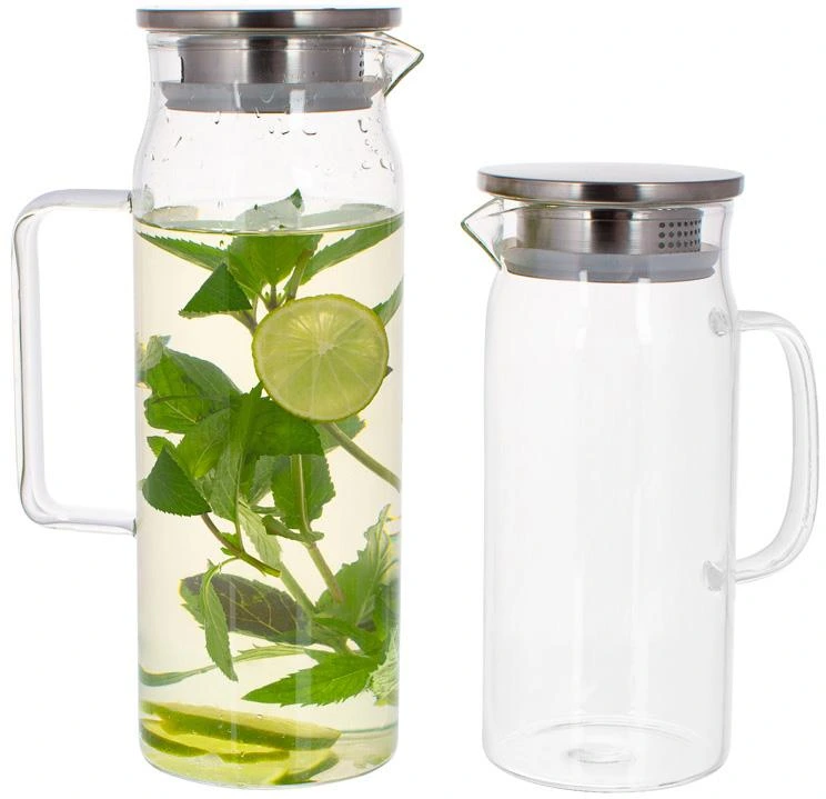 Глечик скляний Lorenza 1000мл з металевою кришкою