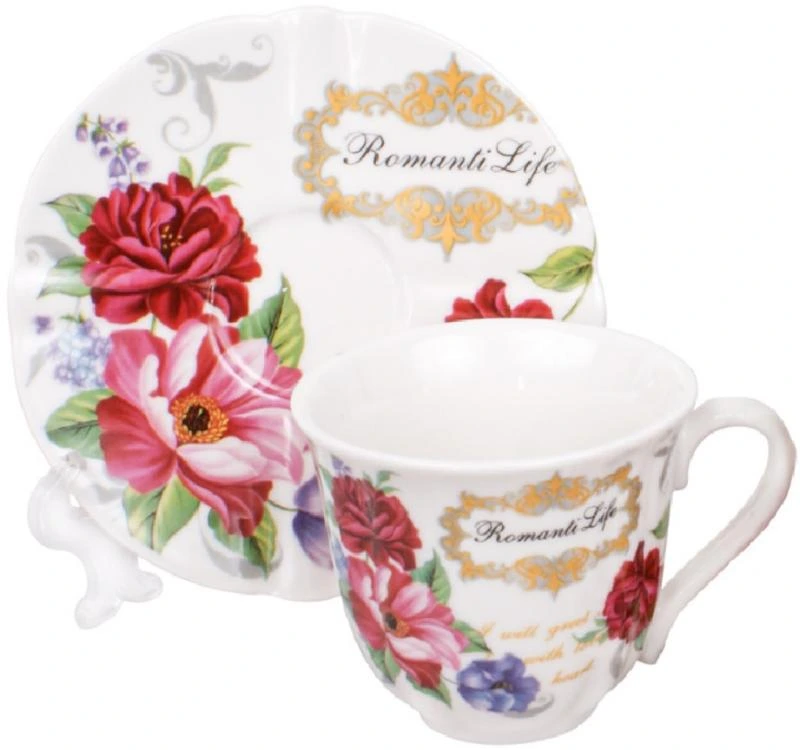 Кавова чашка Romantic Life 90мл із блюдцем у подарунковій коробці