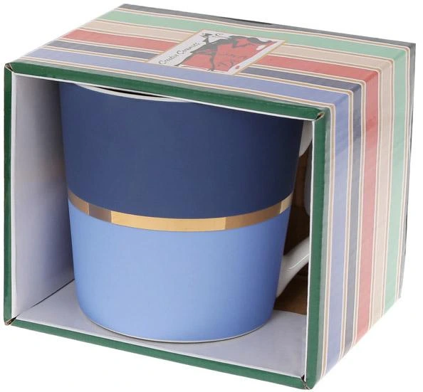 Кружка фарфорова "Джайв" 390мл, синій з блакитним, в подарунковій упаковці