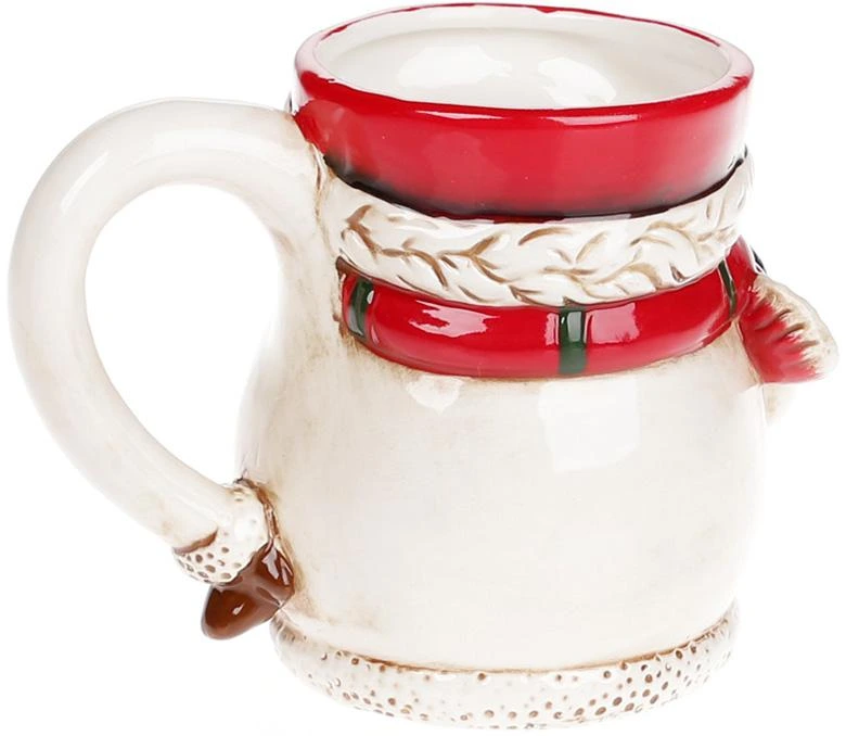 Кружка керамічна фігурна "Сніговики" 450мл, біла