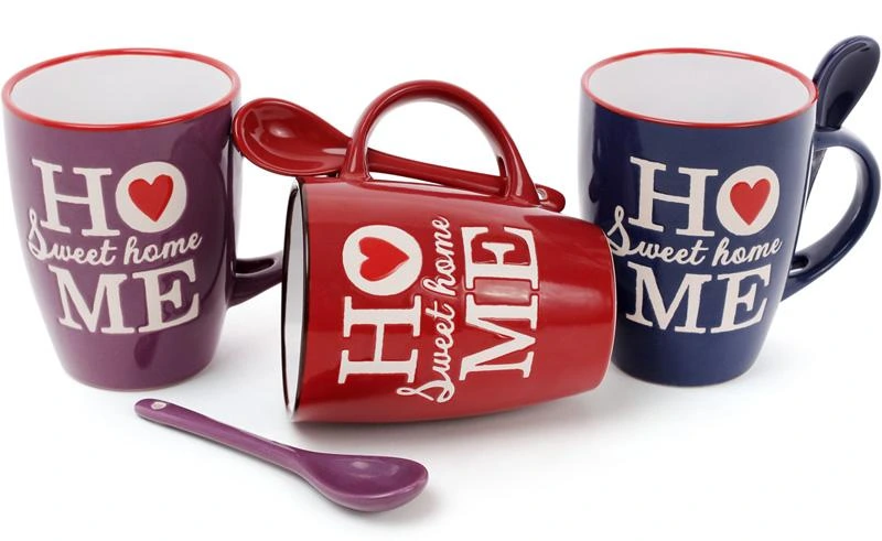Кружка керамічна "Home sweet home" 330мл з ложкою