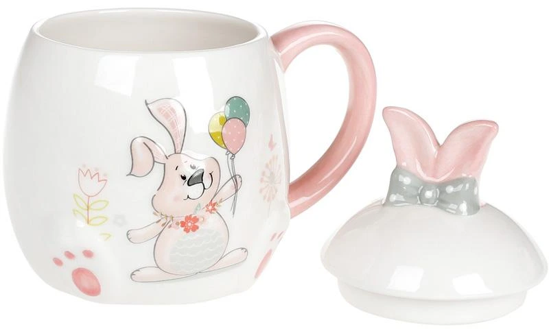 Кружка керамічна "Веселий кролик" 450мл з кришкою