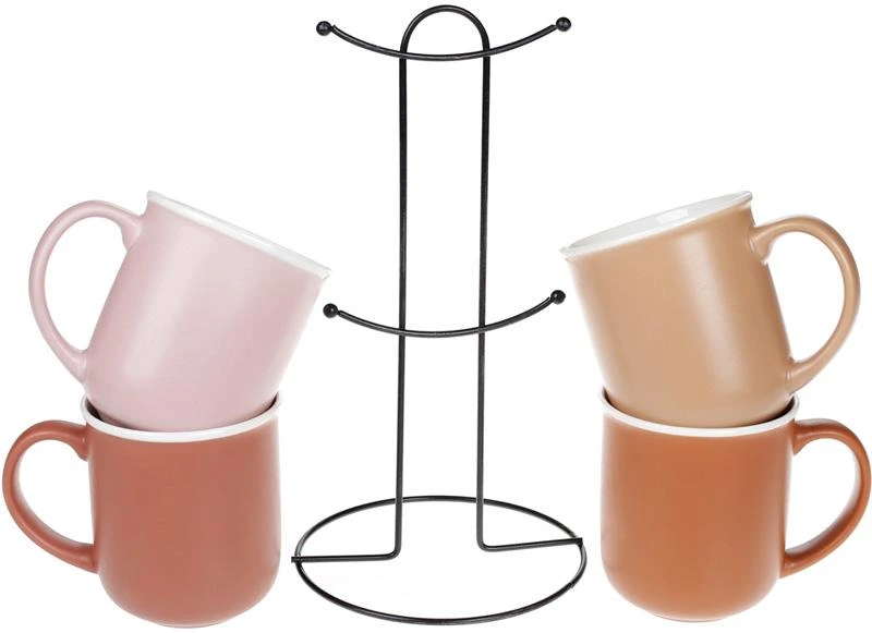 Набір 4 порцелянові кружки "Теракота" 380мл на підставці