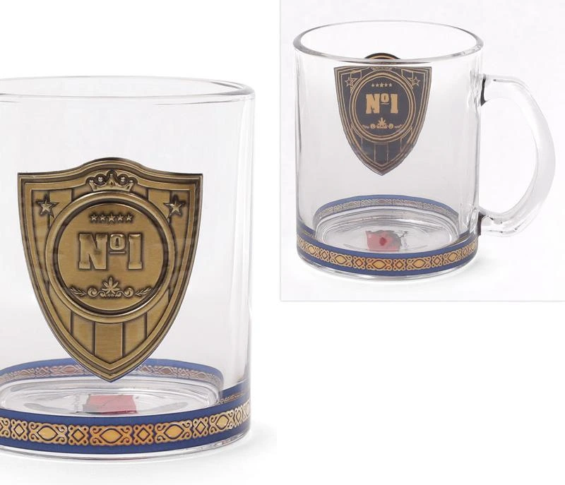 Скляна кружка з металевою емблемою "N1" 335мл