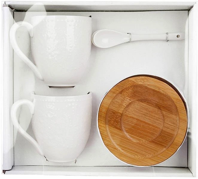 Чайний порцеляновий набір Ceram-Bamboo Grace на 2 персони, 2 чашки 350мл і 2 блюдця з ложками