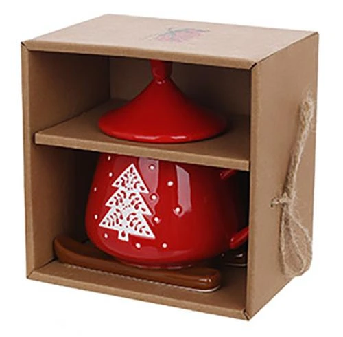 Чашка різдвяна порцелянова "Сані Санти" 300мл з кришкою